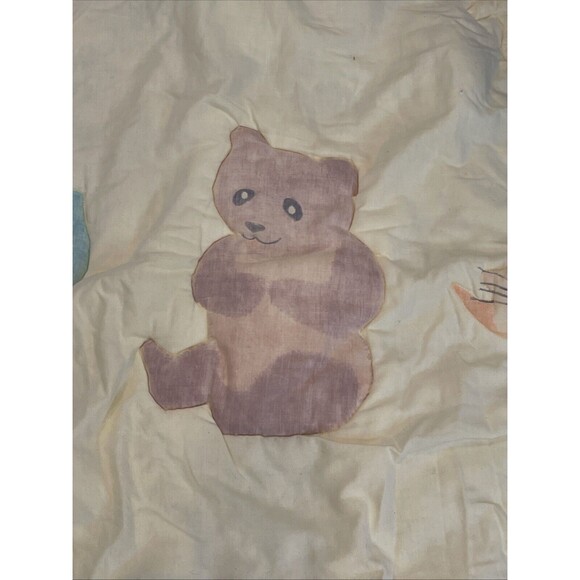 Homemade Baby comforter Quilt Crib Bedding Yellow Vintage Animals - Picture 3 of 12